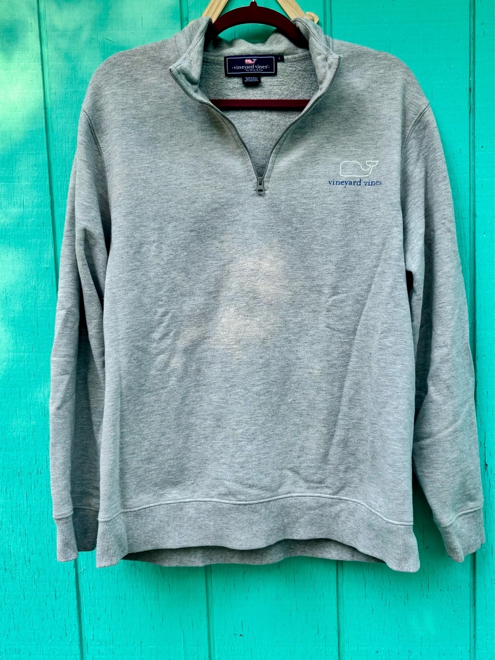 Vineyard Vines 1/4 Zip Sweatshirt W/Large Logos in Gray Men's Size Large